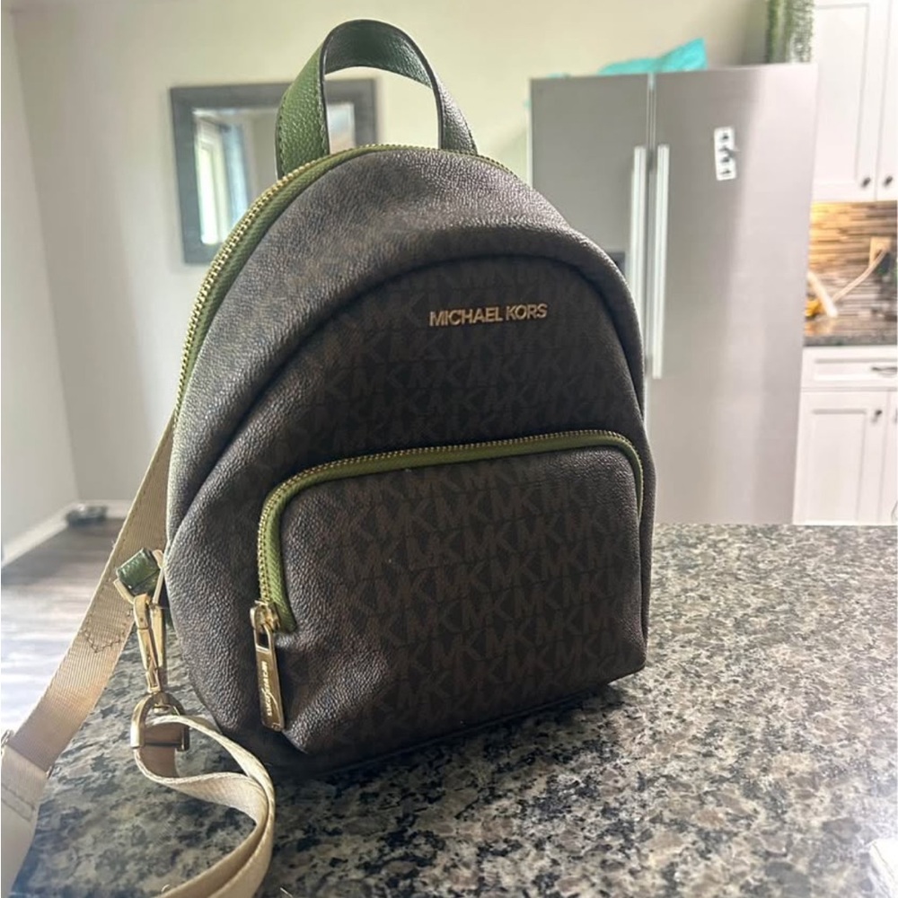 Michael Kors Brown and Gold Mini Backpack